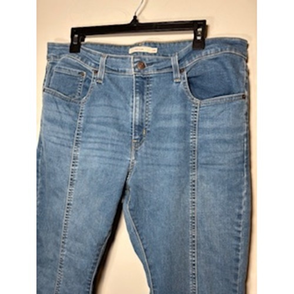 LEVIS 726 Flare Split-Hem Jeans 34 Blue High Rise Boho Retro Denim Western - Picture 3 of 9